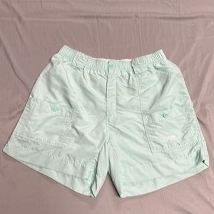 Aftco men’s nylon fishing shorts, size 36 mint green 6 in inseam